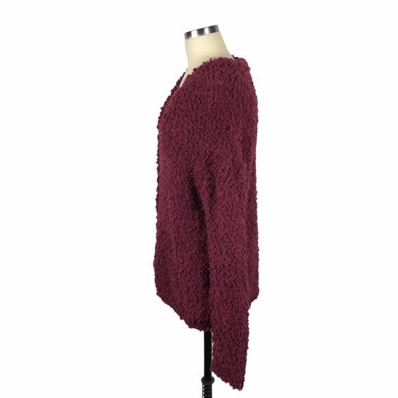 RXB Wine Cozy Popcorn Button Down Cardigan M NWT Medium Textured V-Neck - Picture 2 of 6
